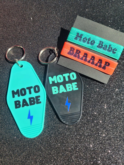 MOTO BABE KEYCHAIN AND HAIR TIE PACK